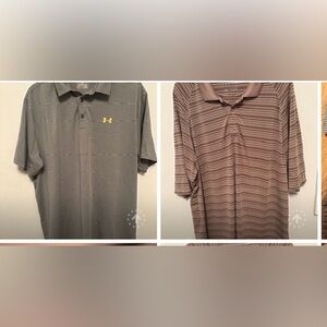 Under Armour Men's Polo Shirt - Gray and Tan, size 2XL, Lot of 2
